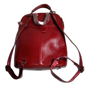 HESHE Red Leather Backpack 11" x 13" x 4" New with Tags